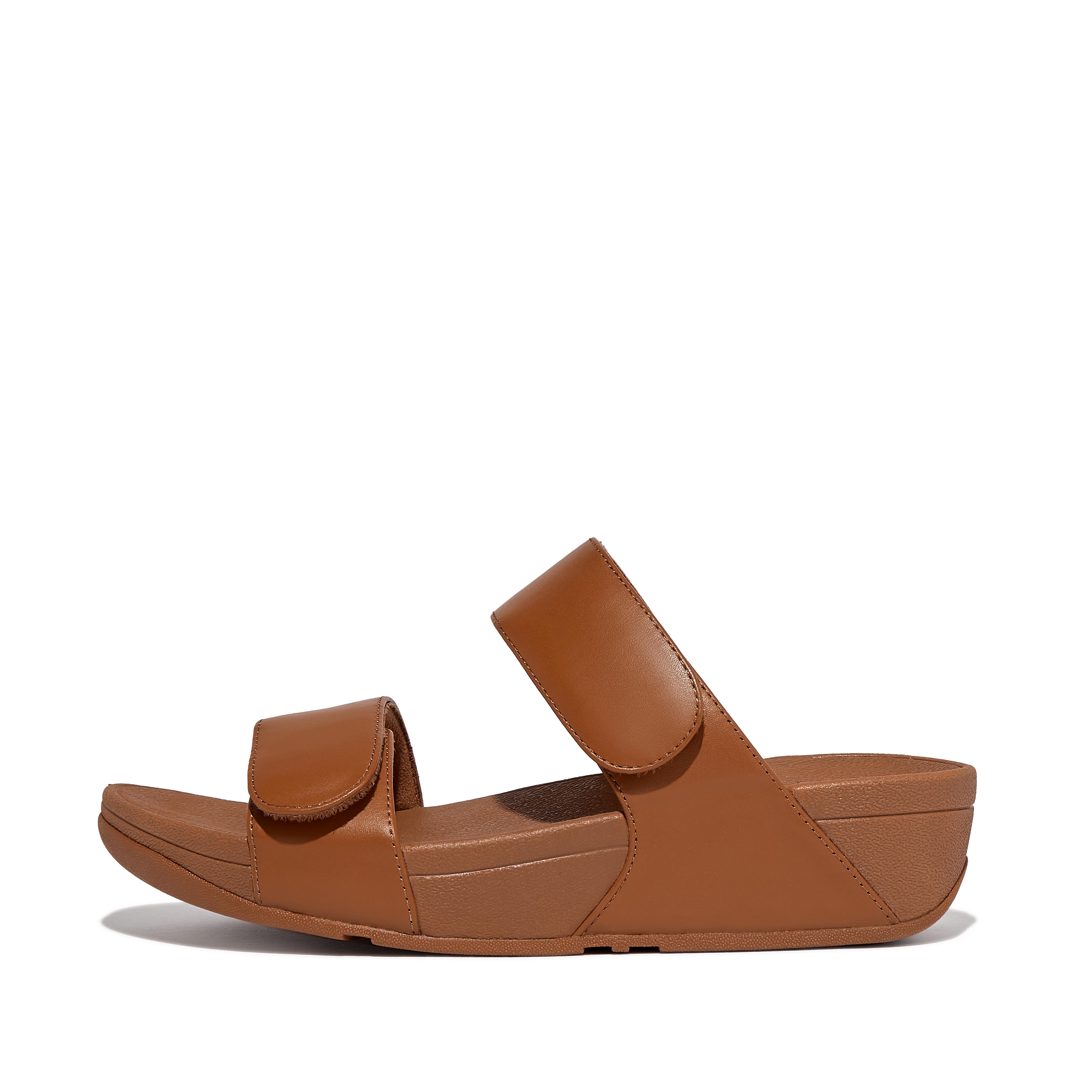 FitFlop LULU Adjustable Leather Slides - Light Tan