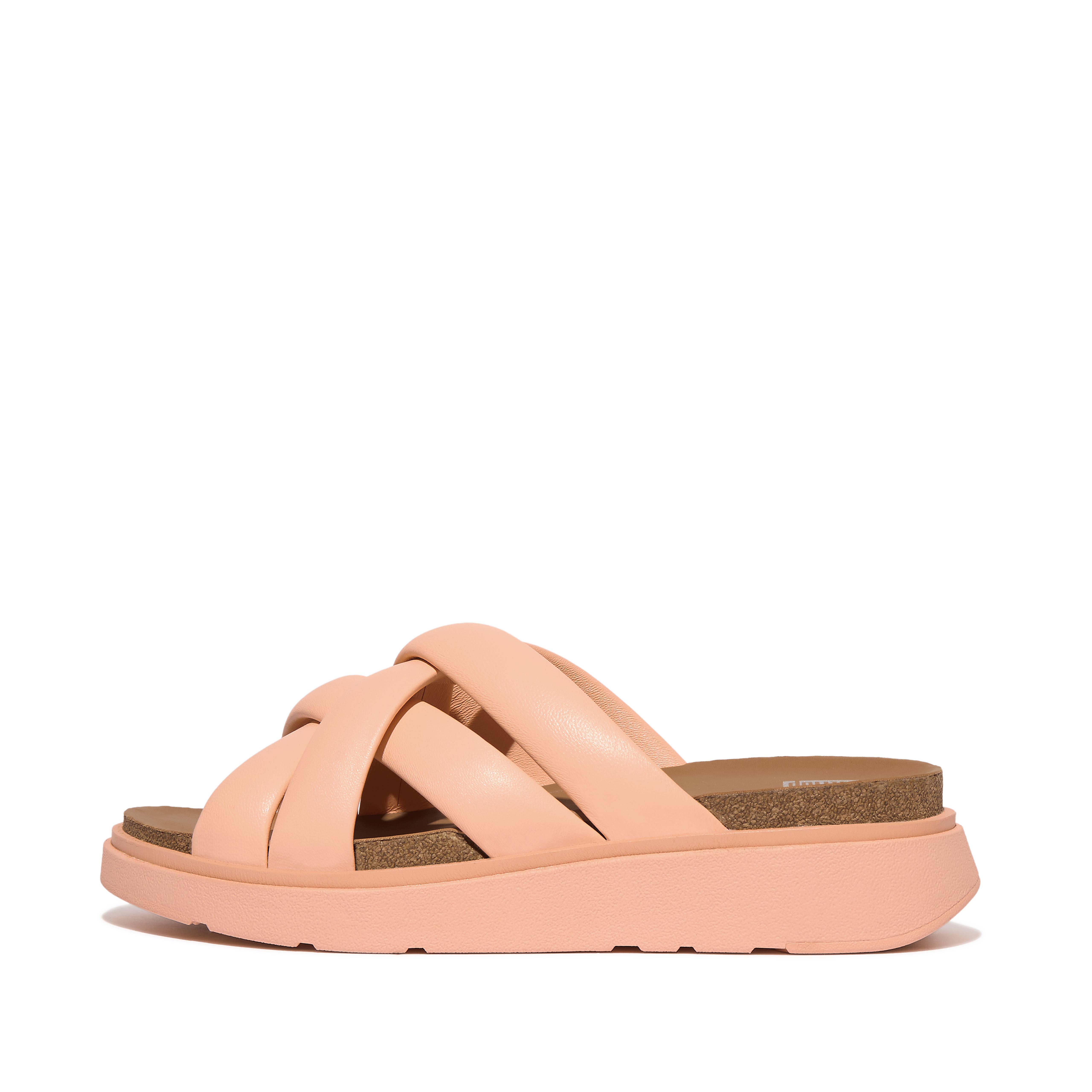 FitFlop GEN-FF Padded-Strap Leather Slides - Blushy