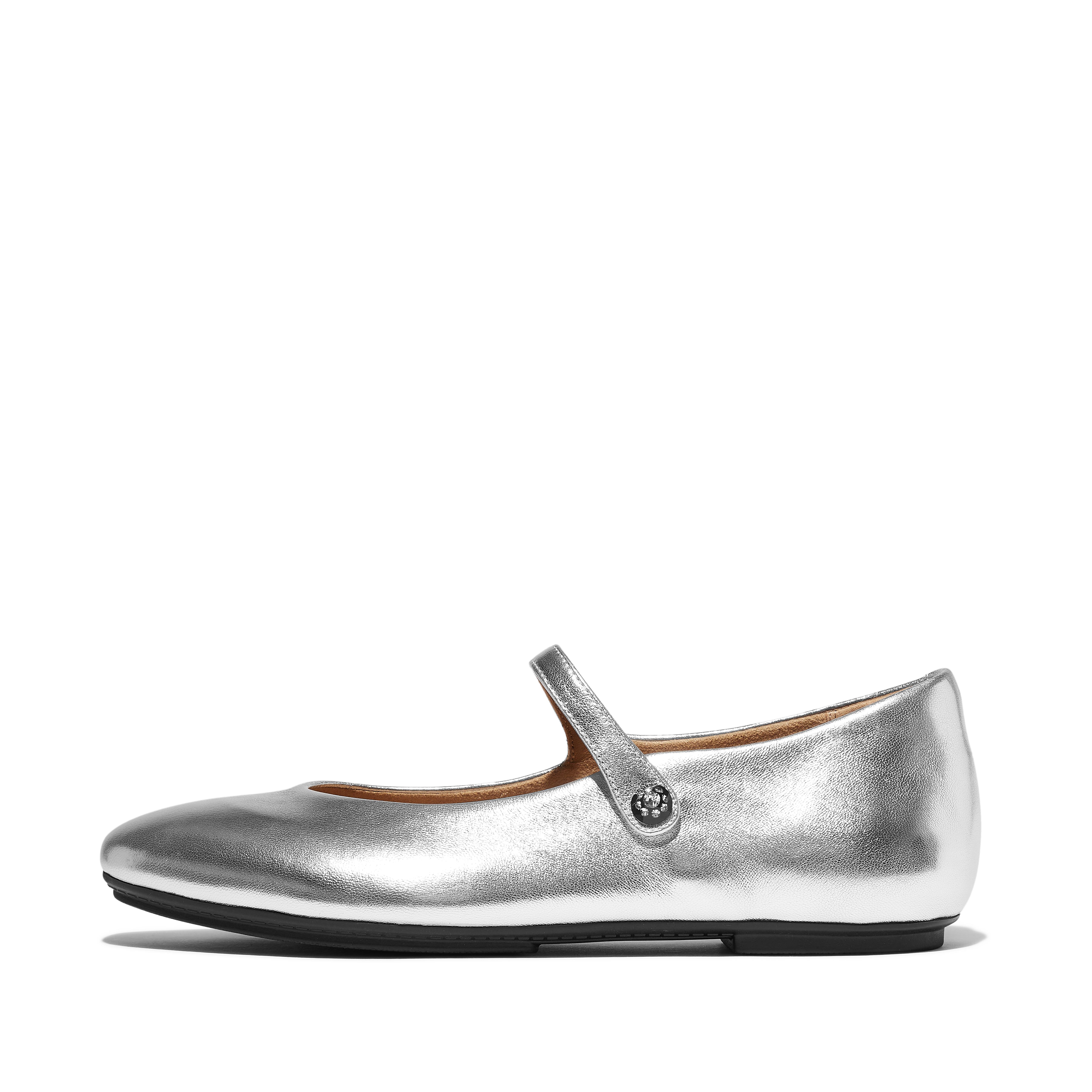 FitFlop DELICATO Crystal-Cluster Metallic-Leather Mary Janes - Silver