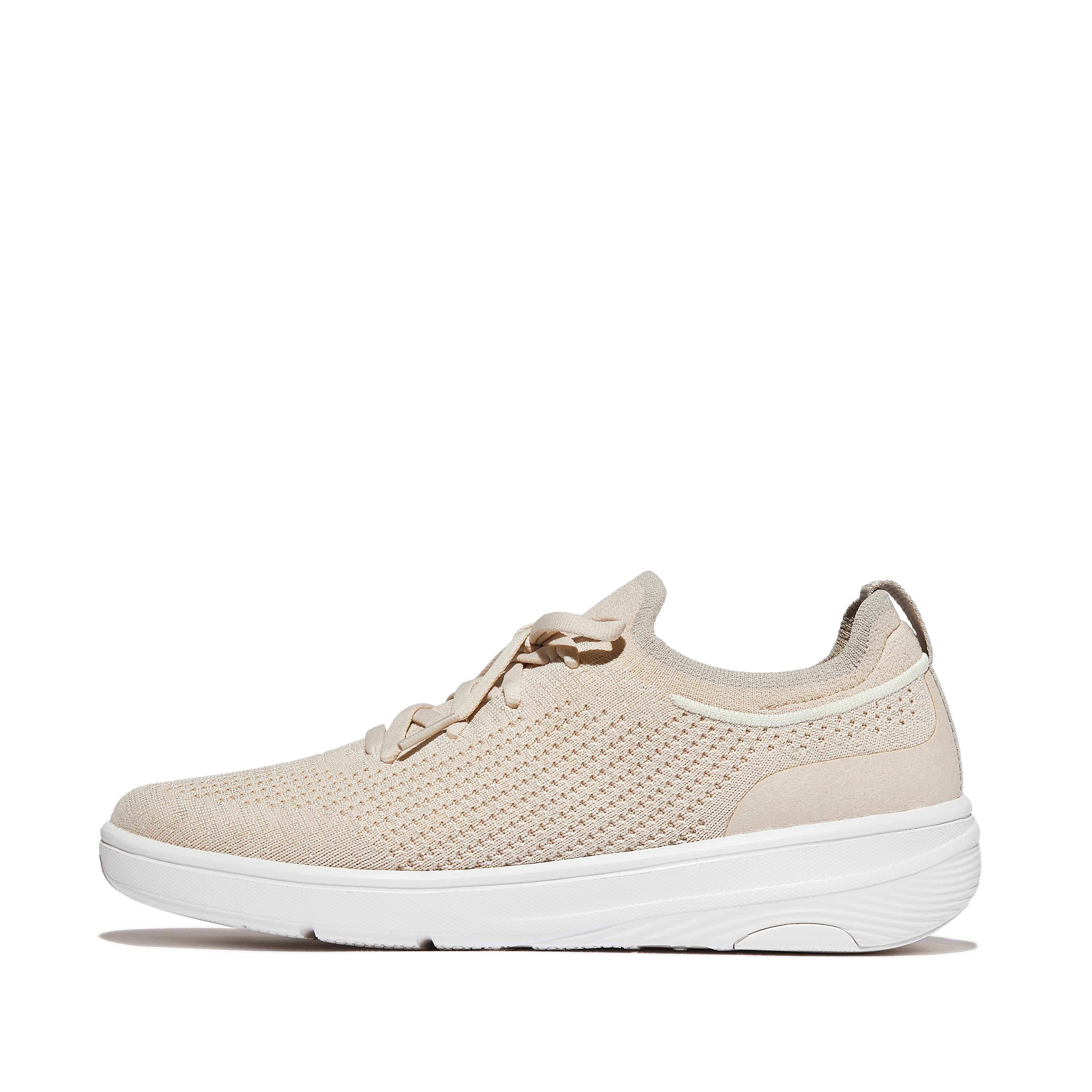 FitFlop SUPER-Q Knit Slip-On Laced Sneakers - Paris Beige