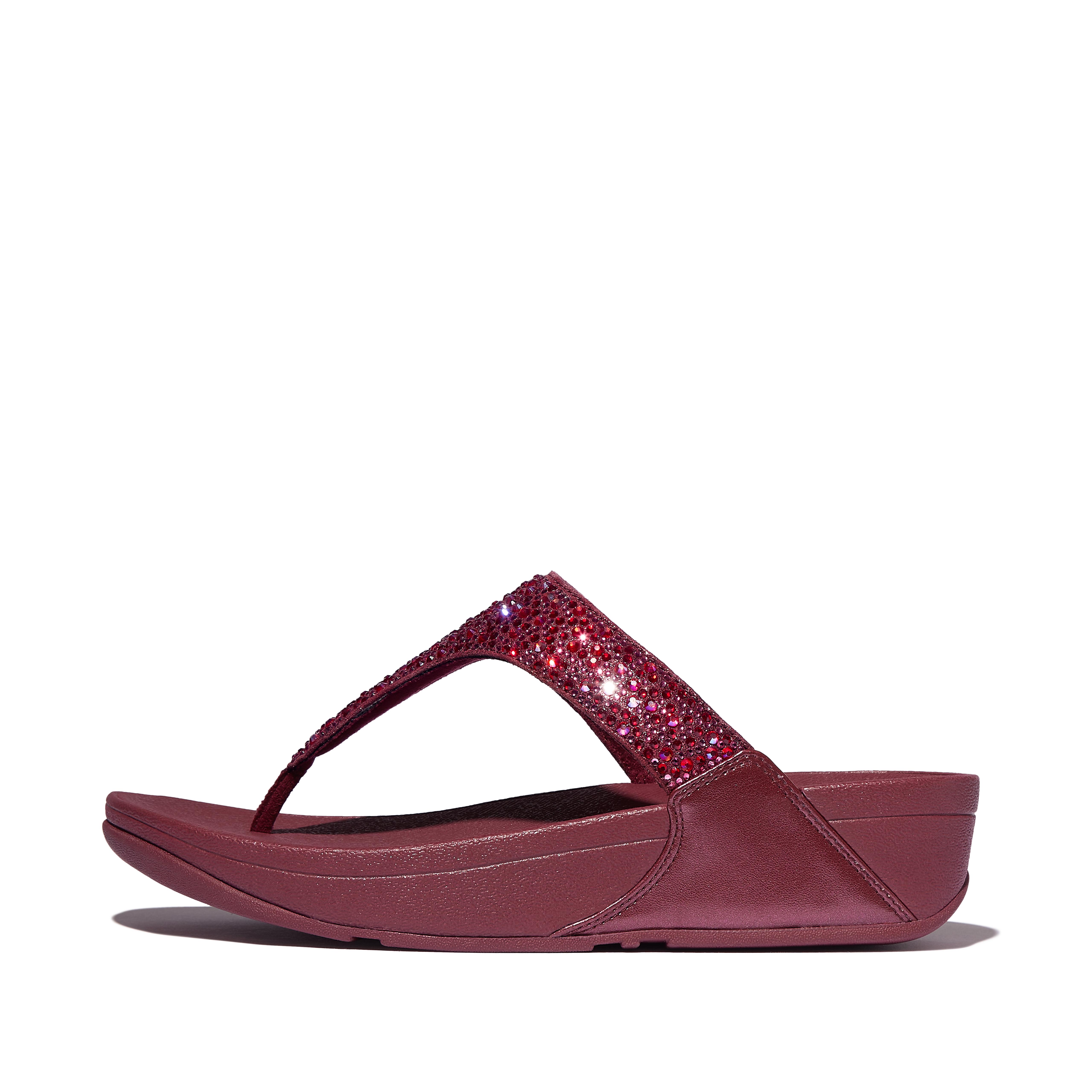 FitFlop LULU Crystal-Mix Toe-Post Sandals - Plummy
