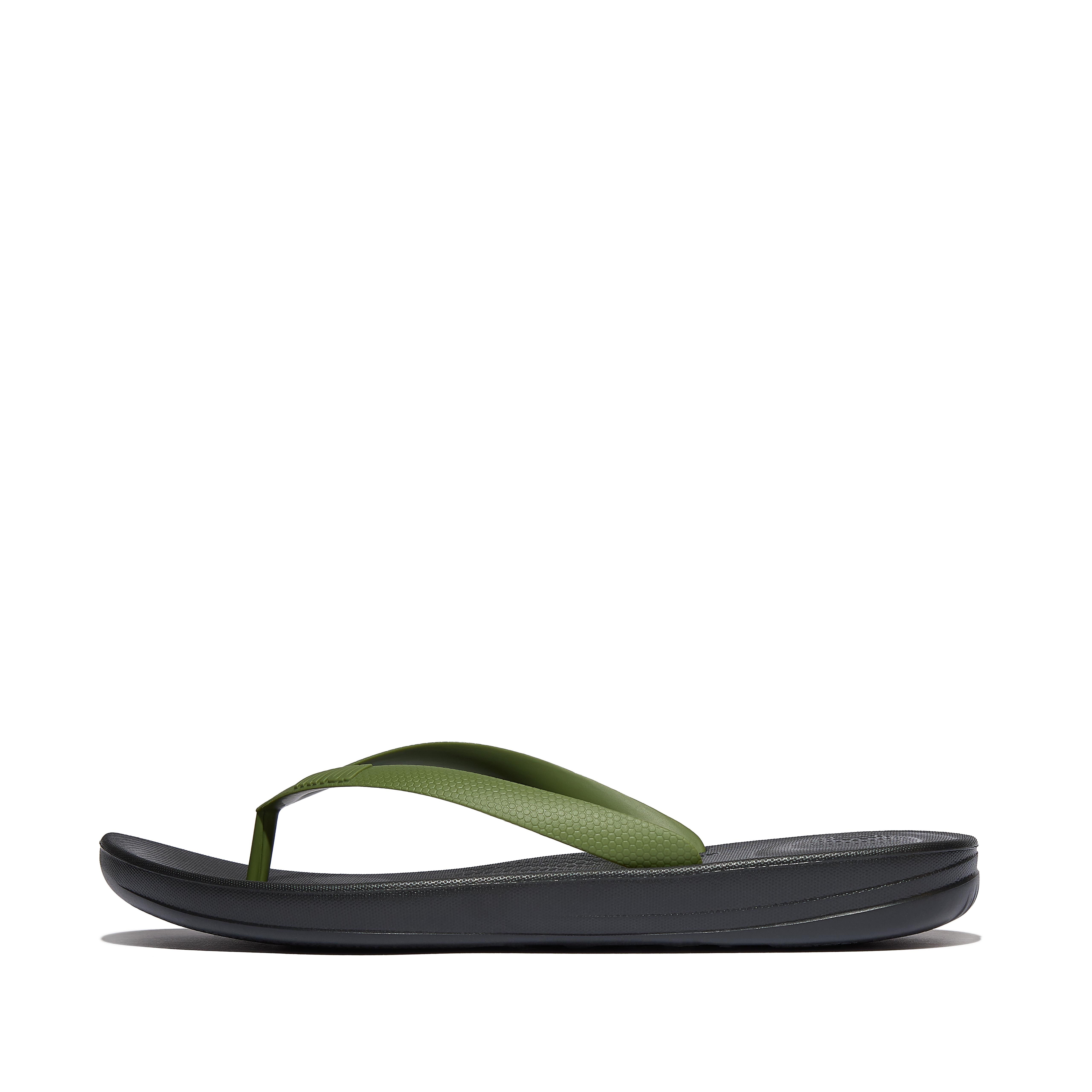 FitFlop IQUSHION Mens Ergonomic Flip-Flops - Green/Black
