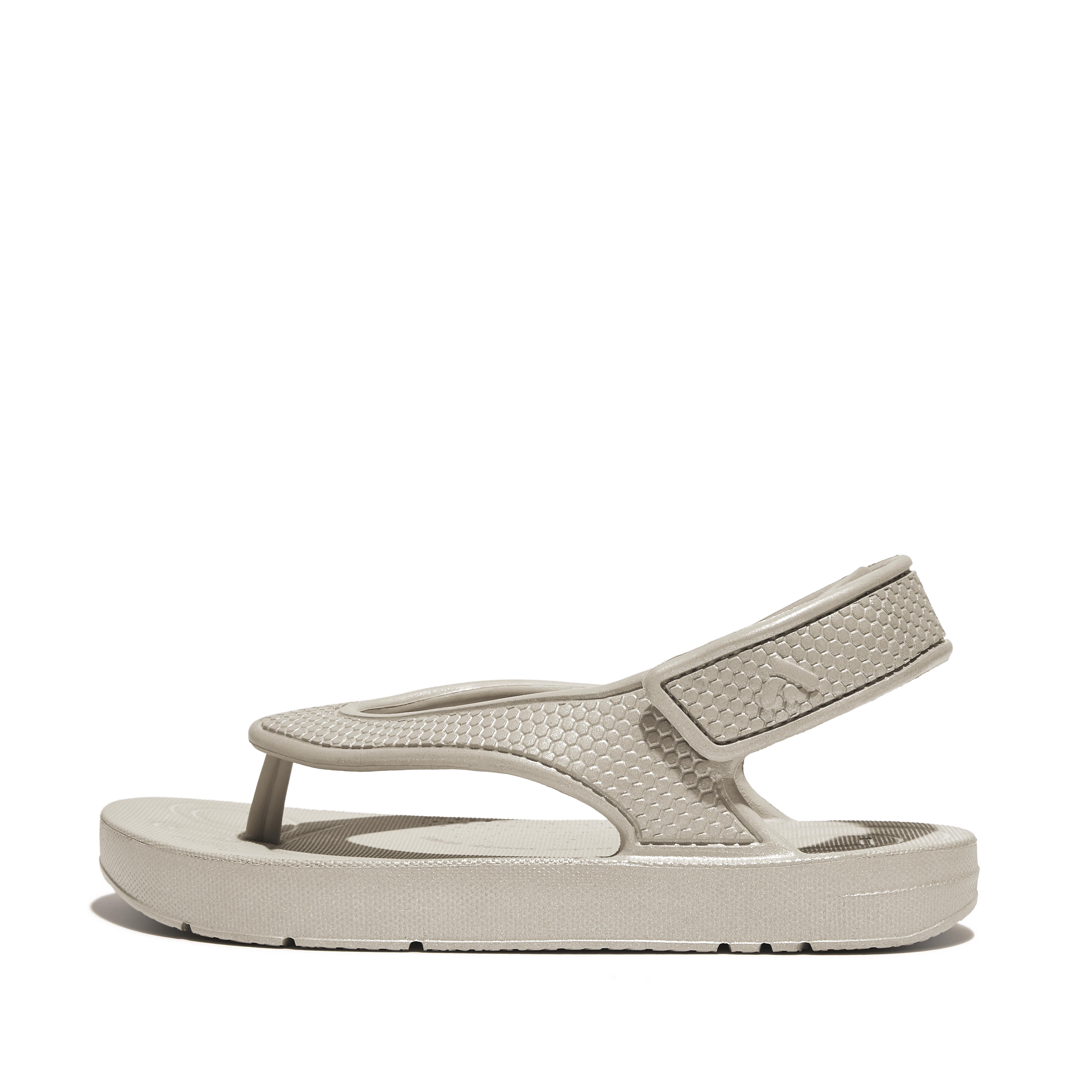 FitFlop iQUSHION KIDS Toddler Shimmer Ergonomic Back-Strap Flip-Flops - Silver